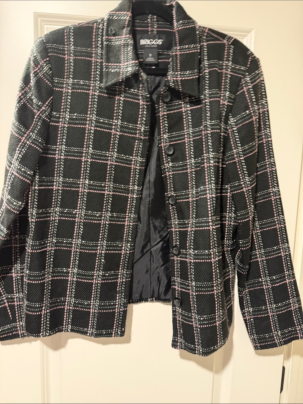 Briggs New York Black Plaid Jacket with Pink Windowpane